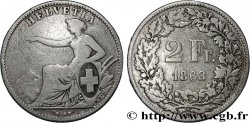 SUISSE 2 Francs Helvetia 1863 Berne