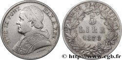 ITALIE - ÉTATS DU PAPE - PIE IX (Jean-Marie Mastai Ferretti) 5 Lire an XXV 1870 Rome