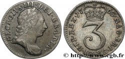 GRANDE-BRETAGNE - GEORGES III 3 Pence tête laurée 1763 