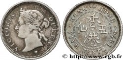 HONG KONG 5 Cents Victoria 1876 Heaton XF
