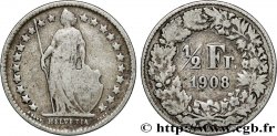 SUISSE 1/2 Franc Helvetia 1908 Berne
