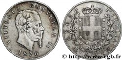 ITALIE 5 Lire Victor Emmanuel II 1870 Milan TB+