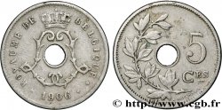 BELGIQUE 5 Centimes Léopold II 1906  TTB
