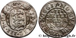 DANEMARK - ROYAUME DE DANEMARK - FRÉDÉRIC III 2 Skilling au nom de Frédéric III 1661 Copenhague