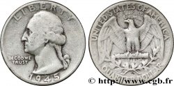 ÉTATS-UNIS D AMÉRIQUE 1/4 Dollar Georges Washington 1945 Philadelphie