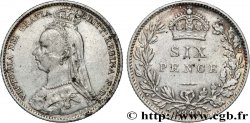 ROYAUME-UNI 6 Pence Victoria couronné 1890 