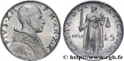 VATICAN ET ÉTATS PONTIFICAUX 5 Lire Pie XII an XIX / Justice 1957 Rome - R