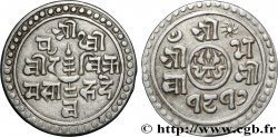 NÉPAL 1/4 Mohar Prithvi Bir Bikram SE 1817 (1895)  TTB
