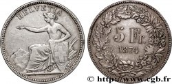 SUISSE 5 Francs Helvetia assise 1874 Bruxelles