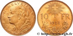 SCHWEIZ 10 Francs Vreneli 1922 Berne
