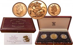 ROYAUME-UNI Coffret 1/2, 1 et 2 Souverain Proof Élisabeth II 1987 Royal Mint, Llantrisant