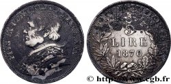 ITALIE - ÉTATS DU PAPE - PIE IX (Jean-Marie Mastai Ferretti) 5 Lire an XXV 1870 Rome