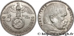 ALLEMAGNE 5 Reichsmark Maréchal Paul von Hindenburg 1938 Karlsruhe