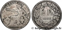 SUISSE 2 Francs Helvetia 1862 Berne