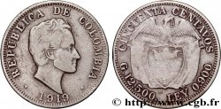 COLOMBIE 50 Centavos emblème Simon Bolivar 1919 Birmingham