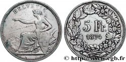 SUISSE 5 Francs Helvetia assise 1874 Bruxelles