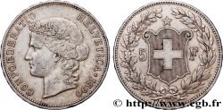 SWITZERLAND 5 Francs Helvetia 1890 Berne XF