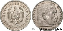 ALLEMAGNE 5 Reichsmark Maréchal Paul von Hindenburg 1936 Munich TTB