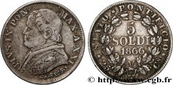 ITALIE - ÉTATS DU PAPE - PIE IX (Jean-Marie Mastai Ferretti) 5 Soldi an XXI 1866 Rome