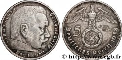 ALLEMAGNE 5 Reichsmark Maréchal Paul von Hindenburg 1938 Berlin