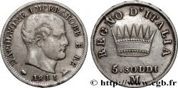 ITALIE - ROYAUME D ITALIE - NAPOLÉON Ier 5 Soldi Napoléon Empereur et Roi d’Italie 1811 Milan - M
