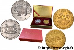 SINGAPORE 2 Dollars Proof année du boeuf + médaille 2009