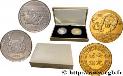 SINGAPORE 2 Dollars Proof année du dragon + médaille 2012