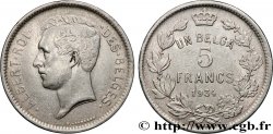 BELGIQUE 5 Francs (1 Belga) Albert Ier légende Française 1934 