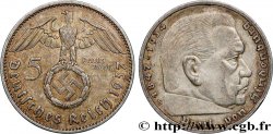 GERMANIA 5 Reichsmark Maréchal Paul von Hindenburg 1937 Muldenhütten - E