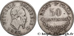 ITALIE 50 Centesimi Victor Emmanuel II type à l’écu 1863 Milan