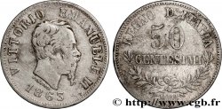 ITALIE 50 Centesimi Victor Emmanuel II type à l’écu 1863 Milan