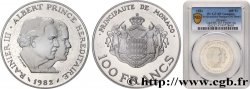MONACO Piefort en argent 100 Francs Rainier III et Albert 1982 Paris MS PCGS
