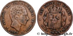 ESPAGNE 10 Centimos Alphonse XII 1878 Oeschger Mesdach & CO