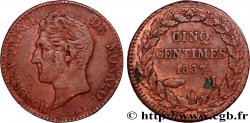 MONACO - HONORE V 5 Centimes petite tête en cuivre rouge 1837 Monaco