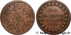 VATICAN ET ÉTATS PONTIFICAUX 1 Baiocco au nom de Clément XIII an I 1758 Rome