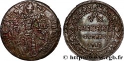 VATICAN ET ÉTATS PONTIFICAUX 1 Baiocco Ville de Gubbio, armes du vatican frappée au nom de Benoît XIII an V 1728 Gubbio