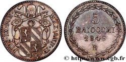 ITALIE - ÉTATS DU PAPE - PIE IX (Jean-Marie Mastai Ferretti) 5 Baiocchi an IV 1849 Rome