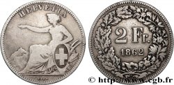 SUISSE 2 Francs Helvetia 1862 Berne