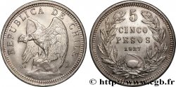 CHILE 5 Pesos condor variété au “5” large 1927 Santiago AU