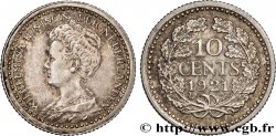 NETHERLANDS 10 Cents Reine Wilhelmine 1921 Utrecht