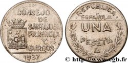 ESPAGNE 1 Peseta monnayage républicain - Santander, Palencia et Burgos 1937 Madrid