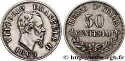 ITALIE 50 Centesimi Victor Emmanuel II 1863 Milan