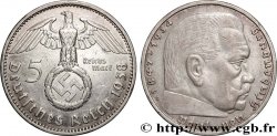 ALLEMAGNE 5 Reichsmark Maréchal Paul von Hindenburg 1938 Berlin