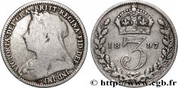 ROYAUME-UNI 3 Pence Victoria buste du jubilé 1897