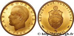 TUNISIE 5 Dinars Proof Habib Bourguiba 1966 Paris