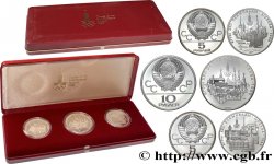 RUSSIE Coffret 3 pièces 5 et 10 Roubles Proof J.O. de Moscou 1977 Moscou