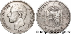 ESPAGNE 5 Pesetas Alphonse XII 1884 Madrid