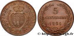 SAINT-MARIN 5 Centesimi écu aux trois tours 1864 Milan - M