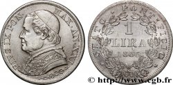 VATICAN ET ÉTATS PONTIFICAUX 1 Lire Pie IX type grand buste an XXI 1866 Rome