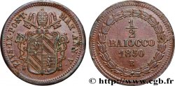 ITALIE - ÉTATS DU PAPE - PIE IX (Jean-Marie Mastai Ferretti) 1/2 Baiocco Pie IX an V 1850 Rome